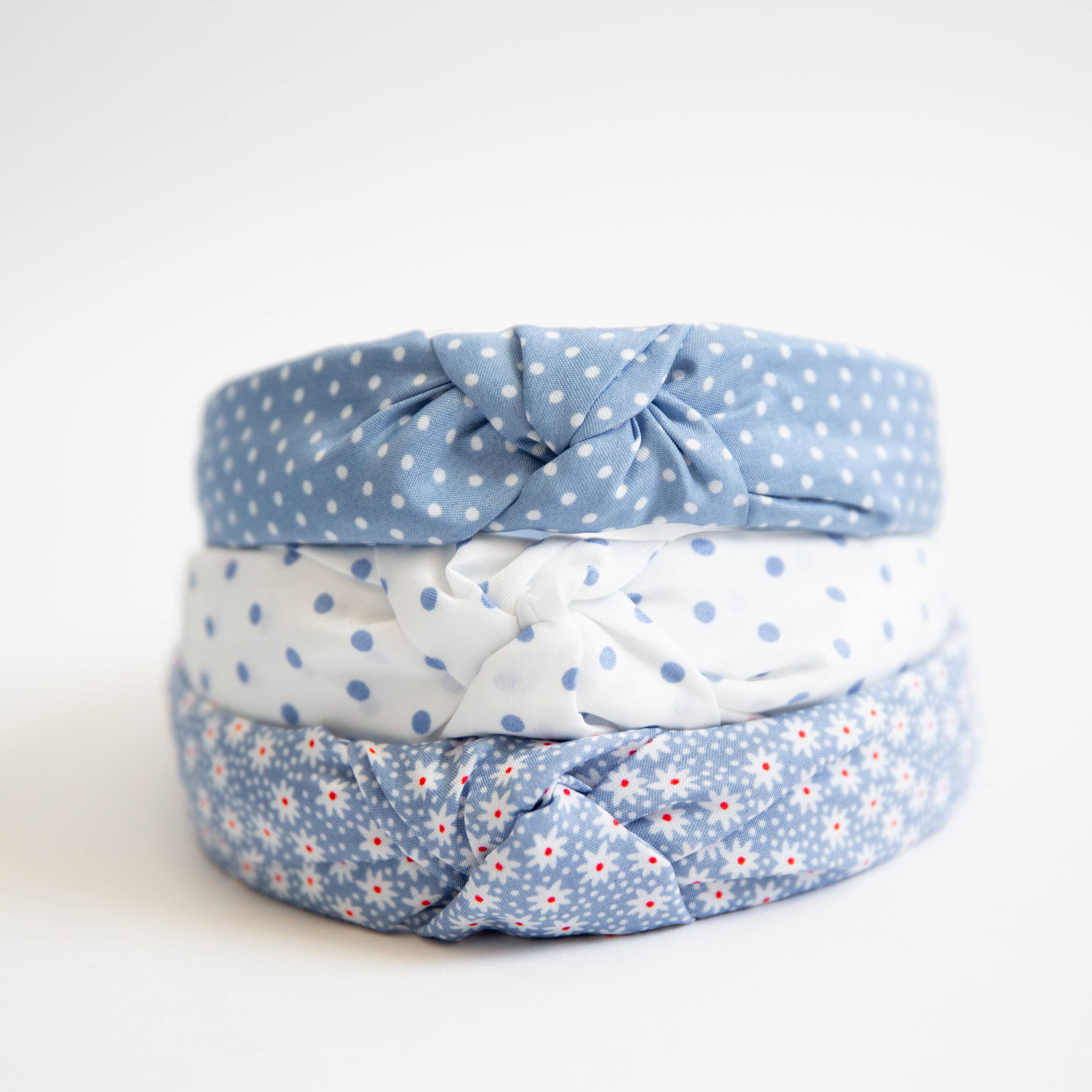 Claire Soft Blues Headbands - 3 Pack set