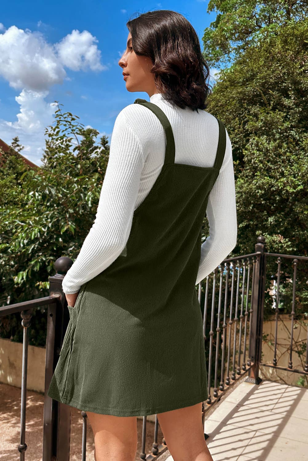 Solid Front Pockets Sleeveless Corduroy Overall Dress Mayden Boutique Solid Front Pockets Sleeveless Corduroy Overall Dress Mayden Boutique