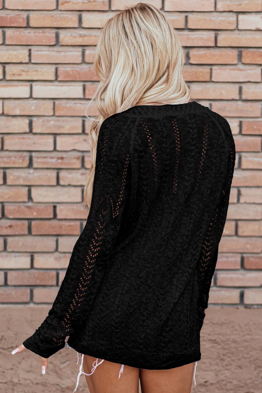 Solid Open Knit Cardigan