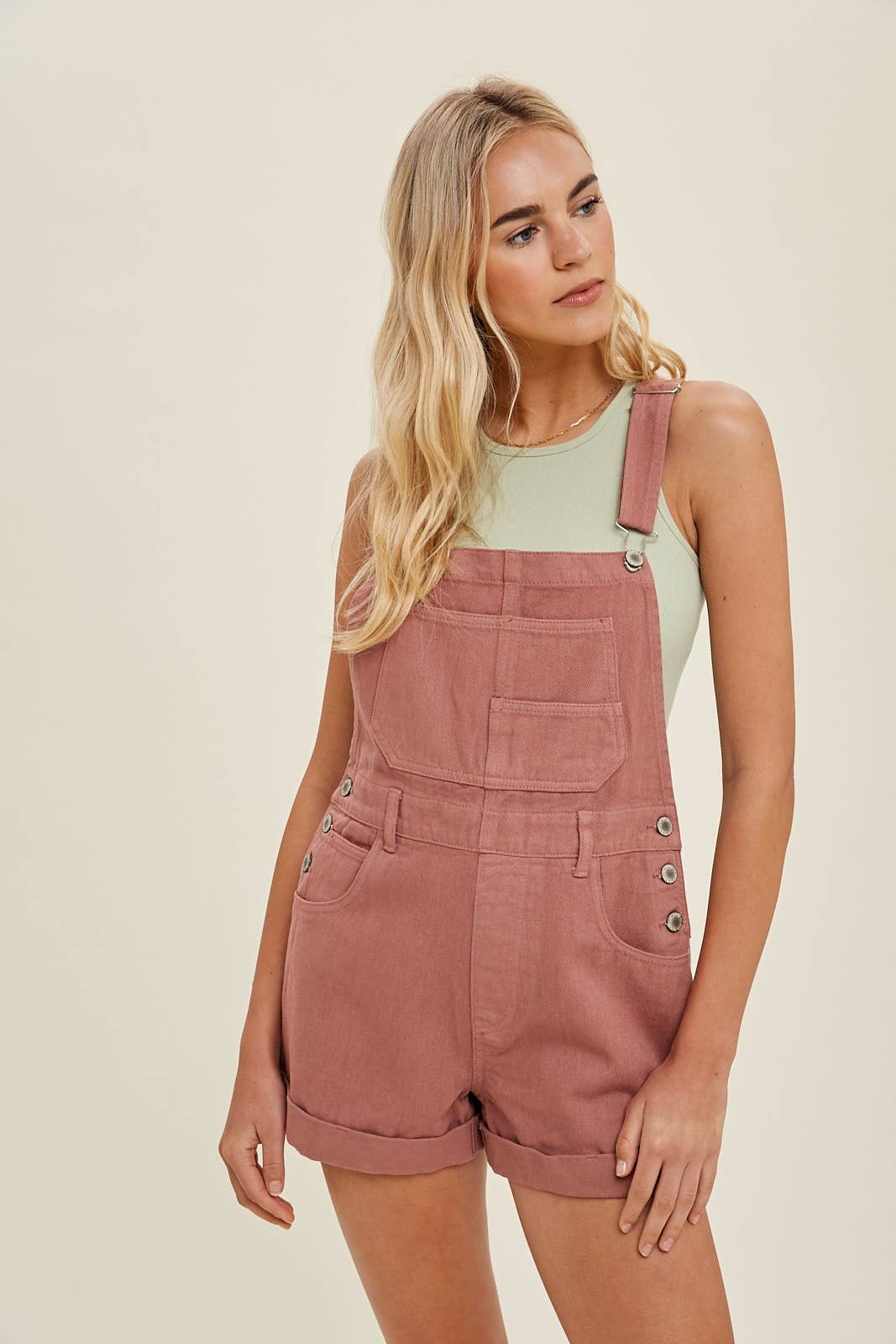 Cuffed Denim Shortall