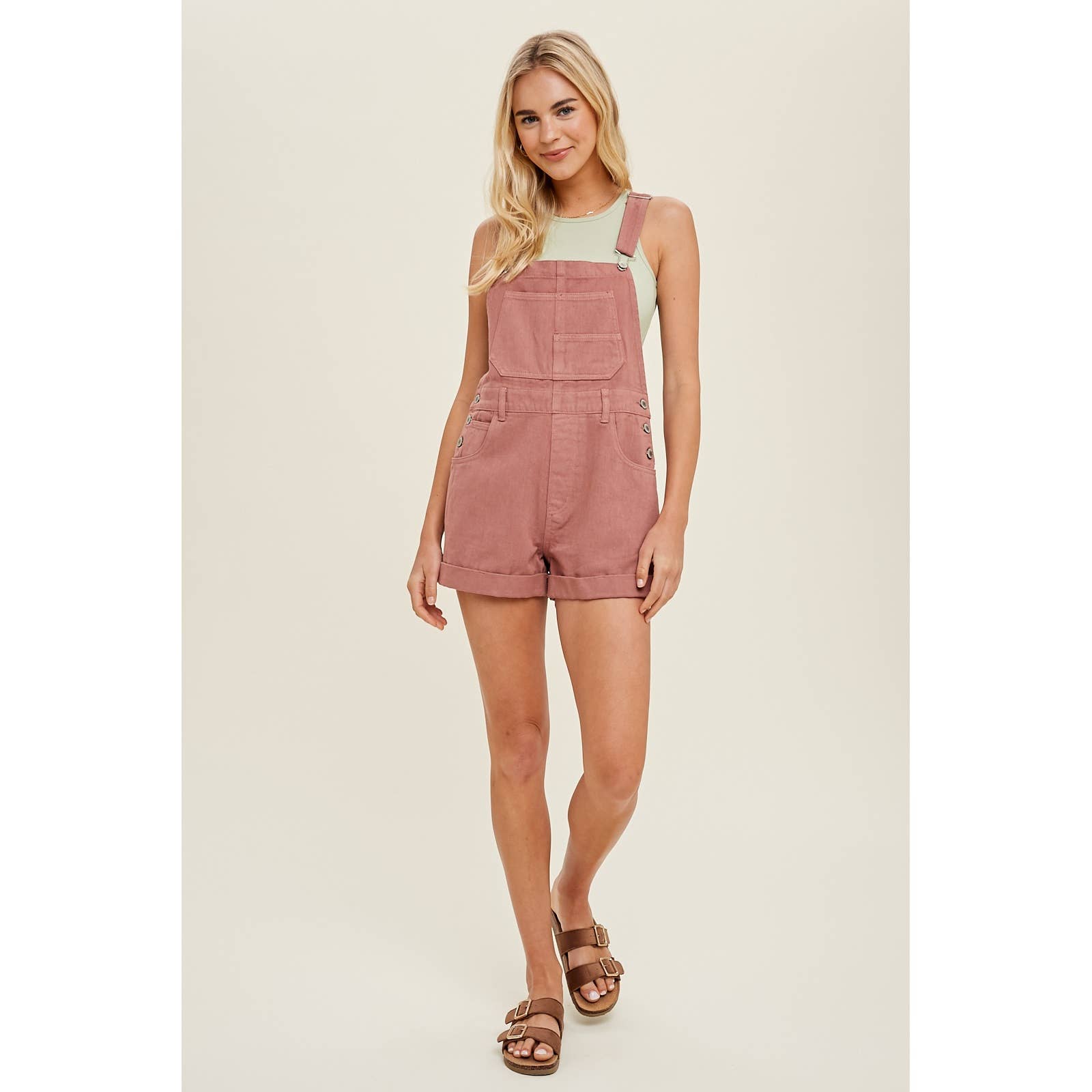 Cuffed Denim Shortall