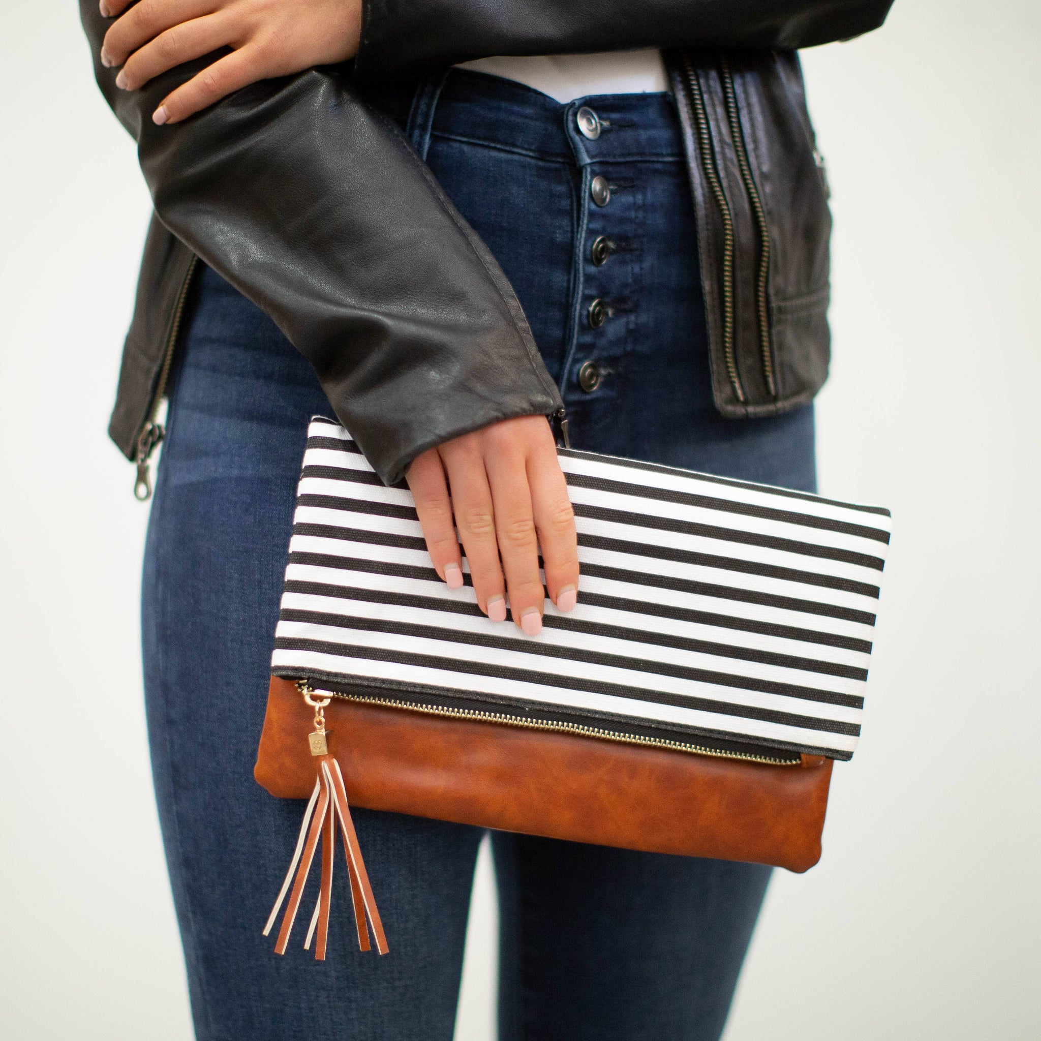 FoldOver Stripe Clutch