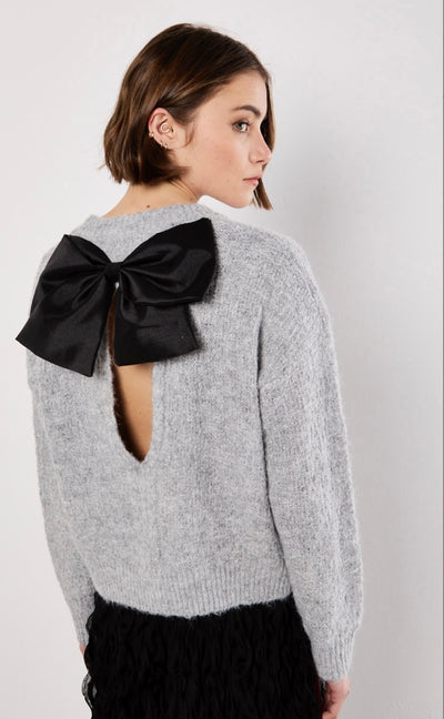 Fuzzy Bow Back Sweater