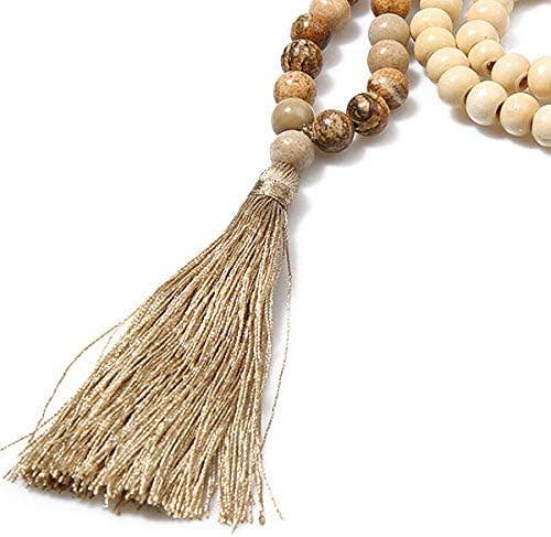 Boho Vibe Wood Bead & Tassel Necklace