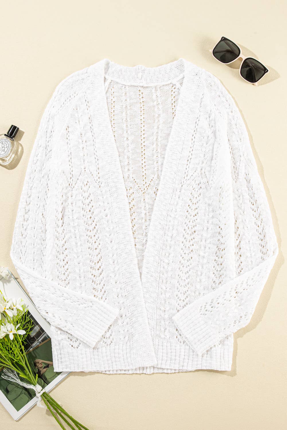 Solid Open Knit Cardigan