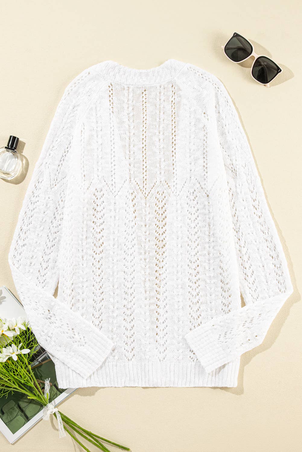 Solid Open Knit Cardigan