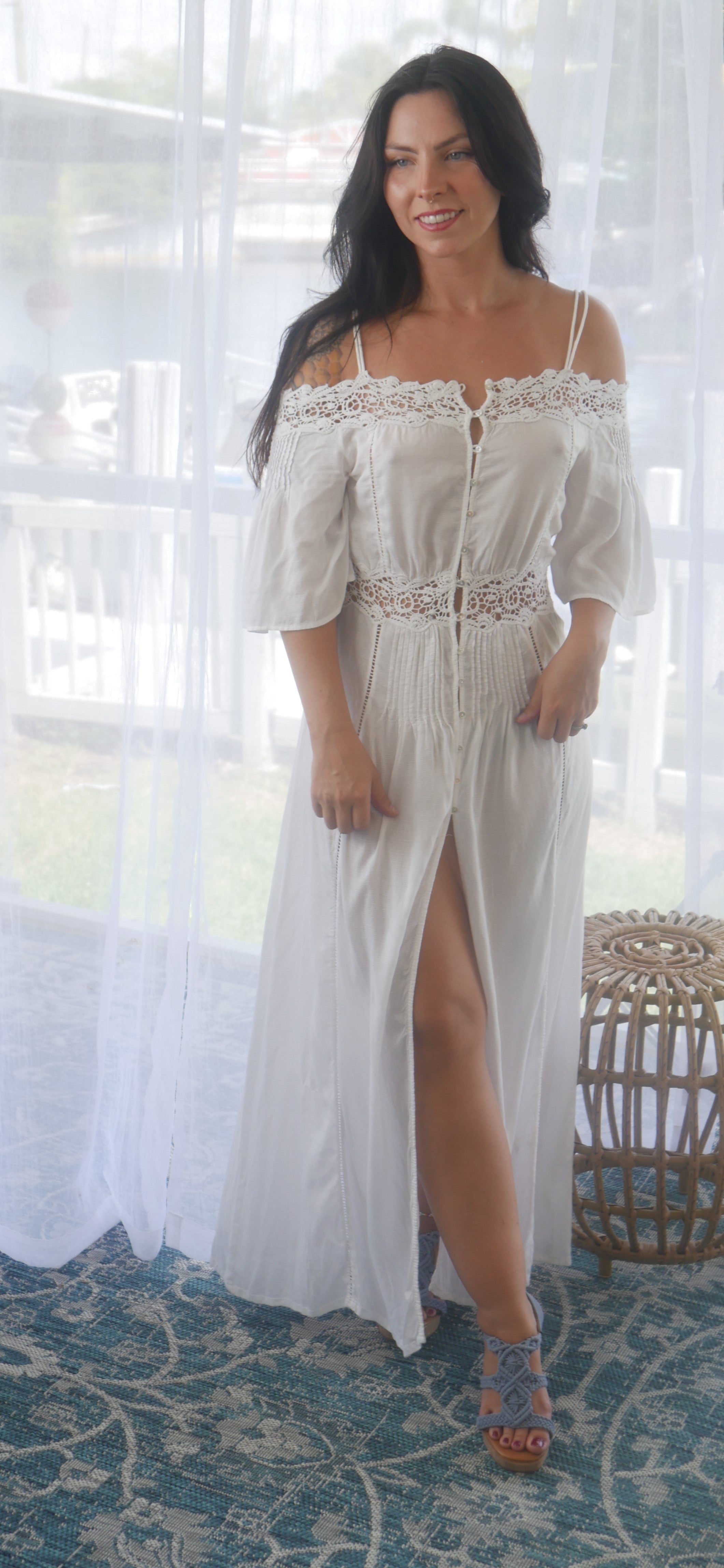 zara boho dress Zara Dress Womens XS Beige Chiffon Lace Tiered Maxi Long Sleeve Boho Formal