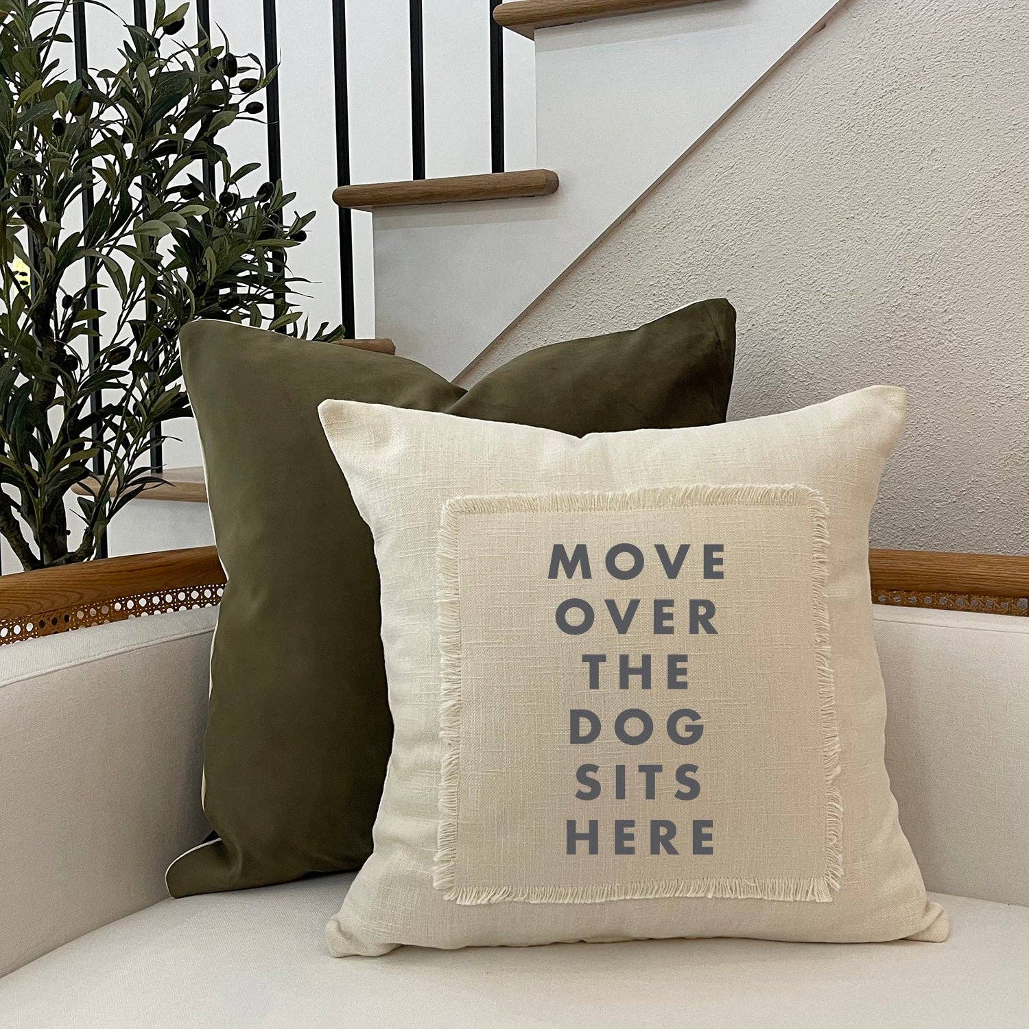 Move over the dog sits here Pillow Cover