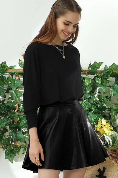 FAUX LEATHER CIRCLE SKIRT