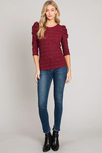 Puff Bracelet Sleeve Knit Top